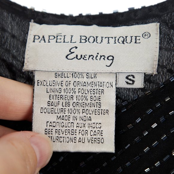 Vintage Papell Boutique 100% Silk Beaded Top Small - Picture 5 of 8